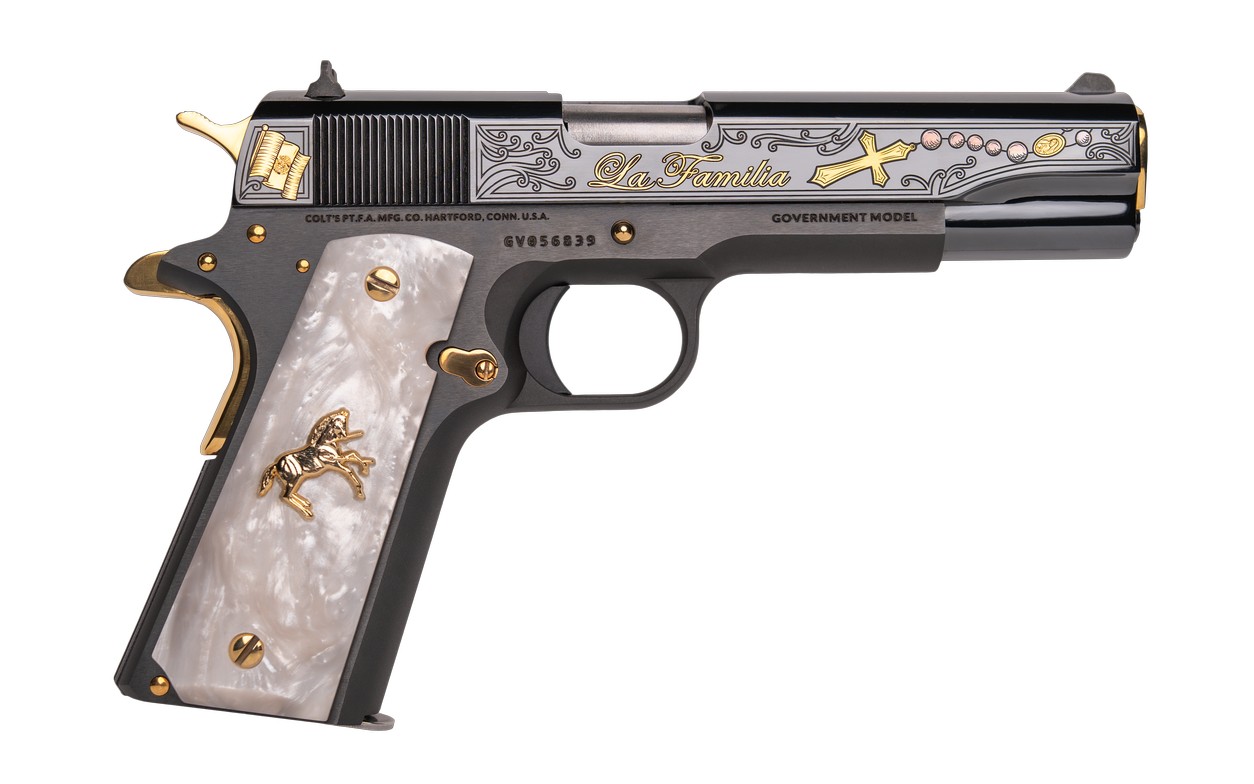 Colt 1911 La Familia .38 Super Blued Engraved
