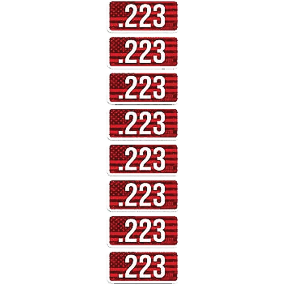 MTM Case Gard .223 Cal 2.25" L Ammo Caliber Label, Red/White Pack of 8