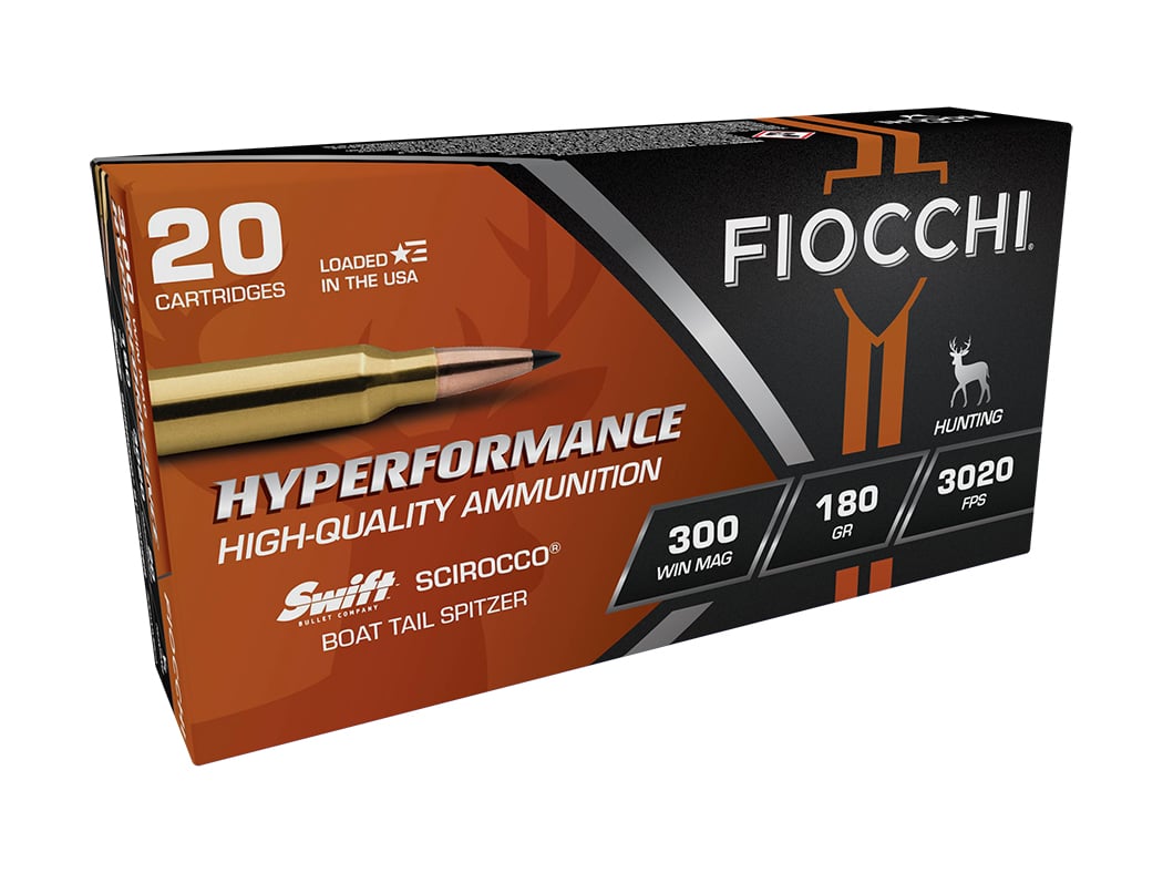 Fiocchi Hyperformance .300 Win Mag 180 gr Swift Scirocco II Boat Tail Spitzer Ammo, 20/box - 300WMSCA