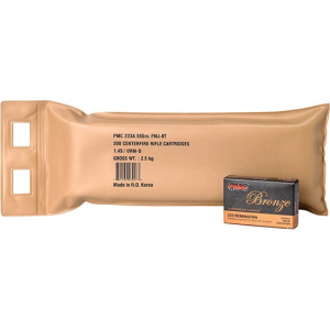 PMC 223ABP - 200 Round Battle Pack - 223 Rem FMJ Boat Tail, Brass, Boxer, N/C, 55 GR, 5 - PMC Bronze In A 200 Round Battle Pack