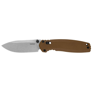 Kershaw 2052 Broadside  3.50 Folding Spear Point Plain Stonewashed D2 Steel Blade, Brown G10 Handle
