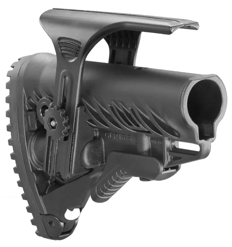 FAB Defense FXGLR16CP GLR-16 CP Tactical Buttstock for AR-15/ M16/ M4 w/Adjustable Cheek-Rest Anti-Rattle Mechanism Black Polymer