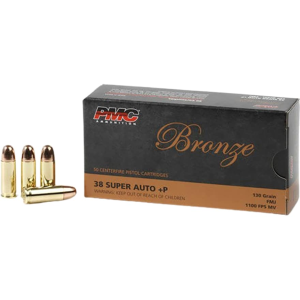 PMC Bronze 38 Super +P Ammo 130 Grain Full Metal Jacket Box of 50