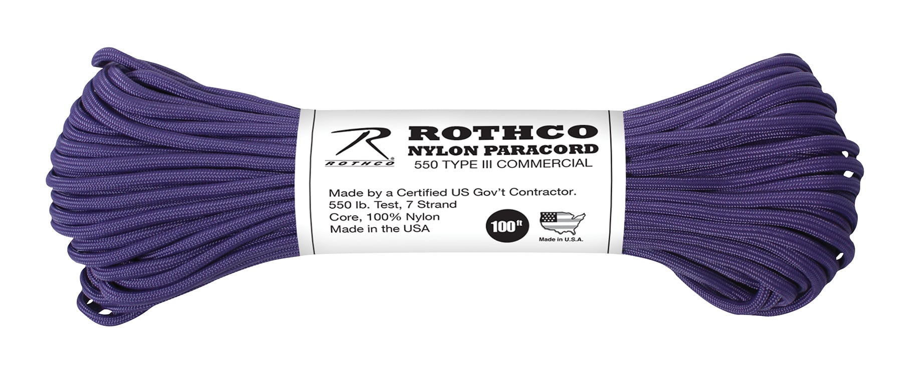 Rothco Nylon Paracord Type III 550 Lb - Purple, 100