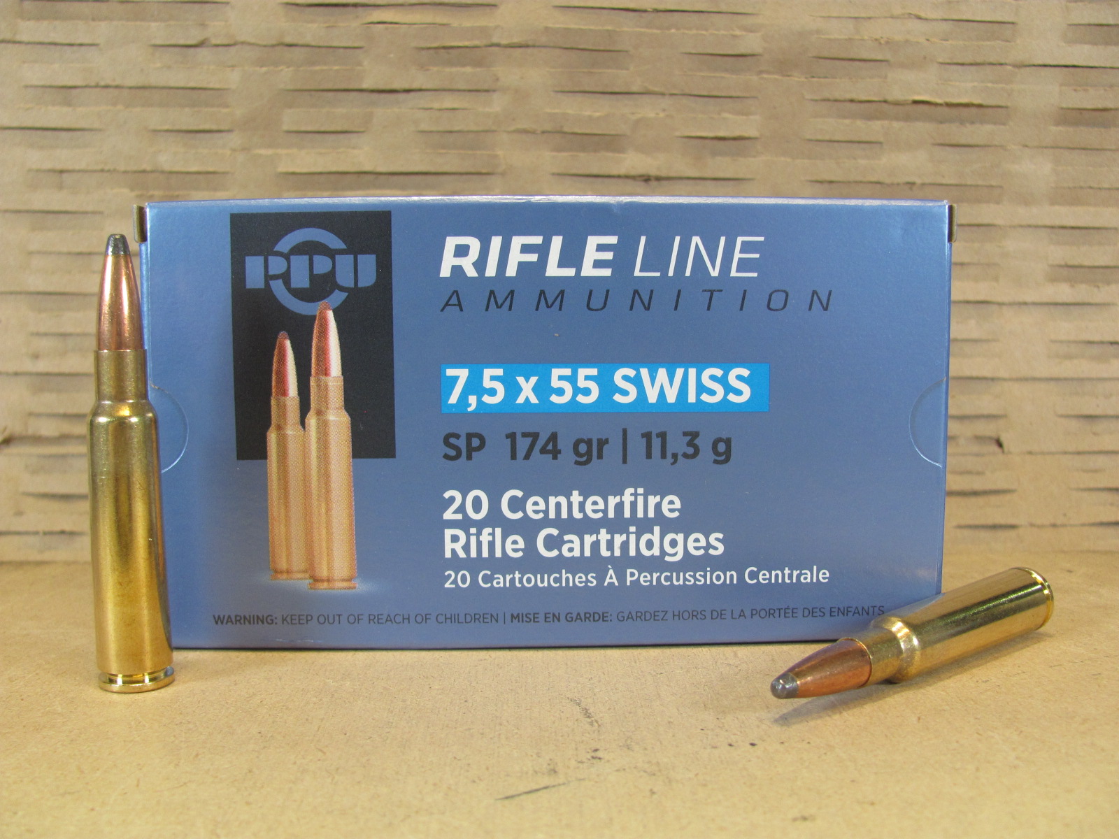 20 Round Box – 7.5×55 Swiss 174 Grain Soft Point Prvi Partizan Ammo – PP7SS