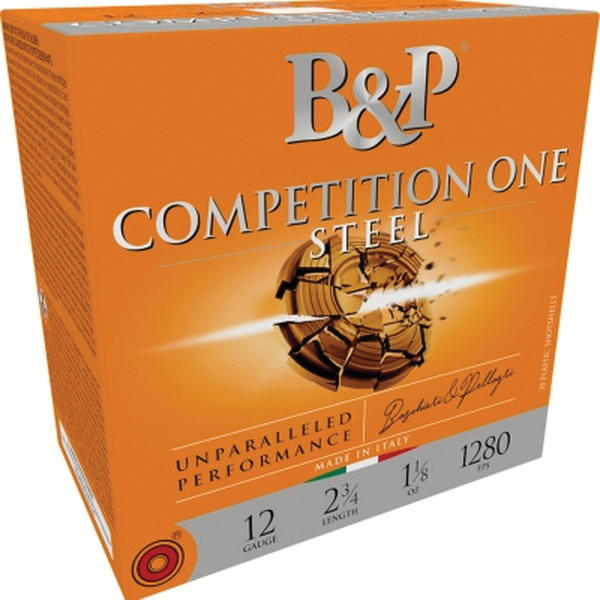 B&P Competition One Steel Shot Shotshells 12 ga. 2-3/4″ 1-1/8 oz 1280 fps #7.5 25/ct - No Credit Card Fees - Low, flat rate shipping