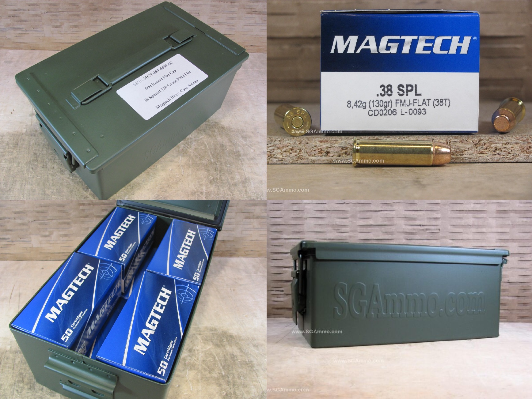 500 Round Flat Can – 38 Special 130 Grain FMJ-Flat Ammo by Magtech – 38T – Packed in Metal Canister