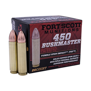 Fort Scott Munitions 450BM-250-SCV Tumble Upon Impact (TUI) 450 Bushmaster 250 gr Solid Copper Spun - 20rd Box