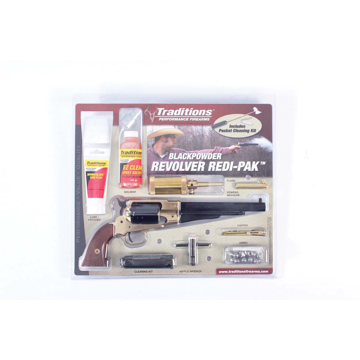 Traditions Performance Firearms 1858 Army Black Powder .44 Cal Revolver Redi-Pak 8" 6rds, Walnut