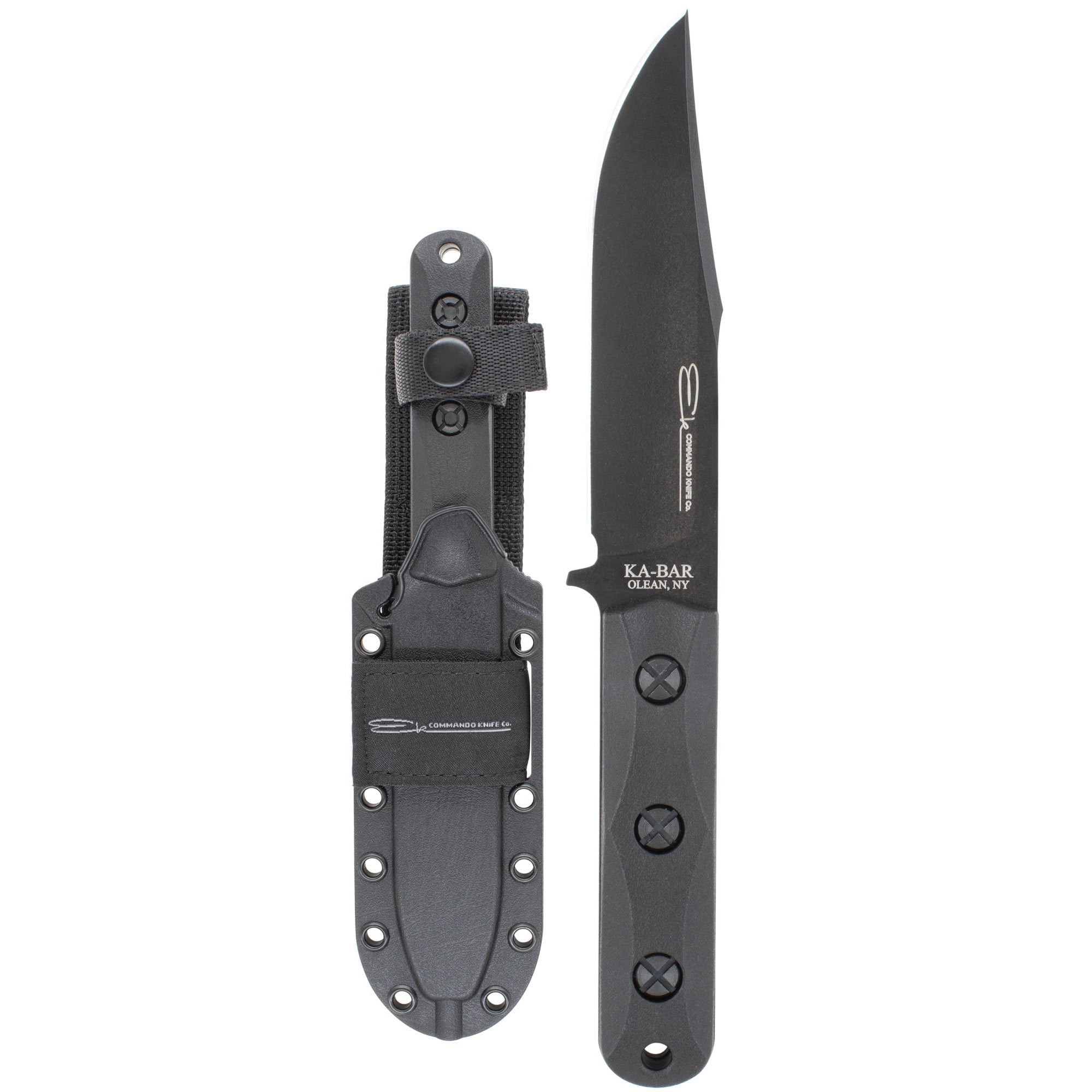 KA-BAR EK Short Clip Point 4.25" Clip Point Fixed Blade Knife, Black - EK50