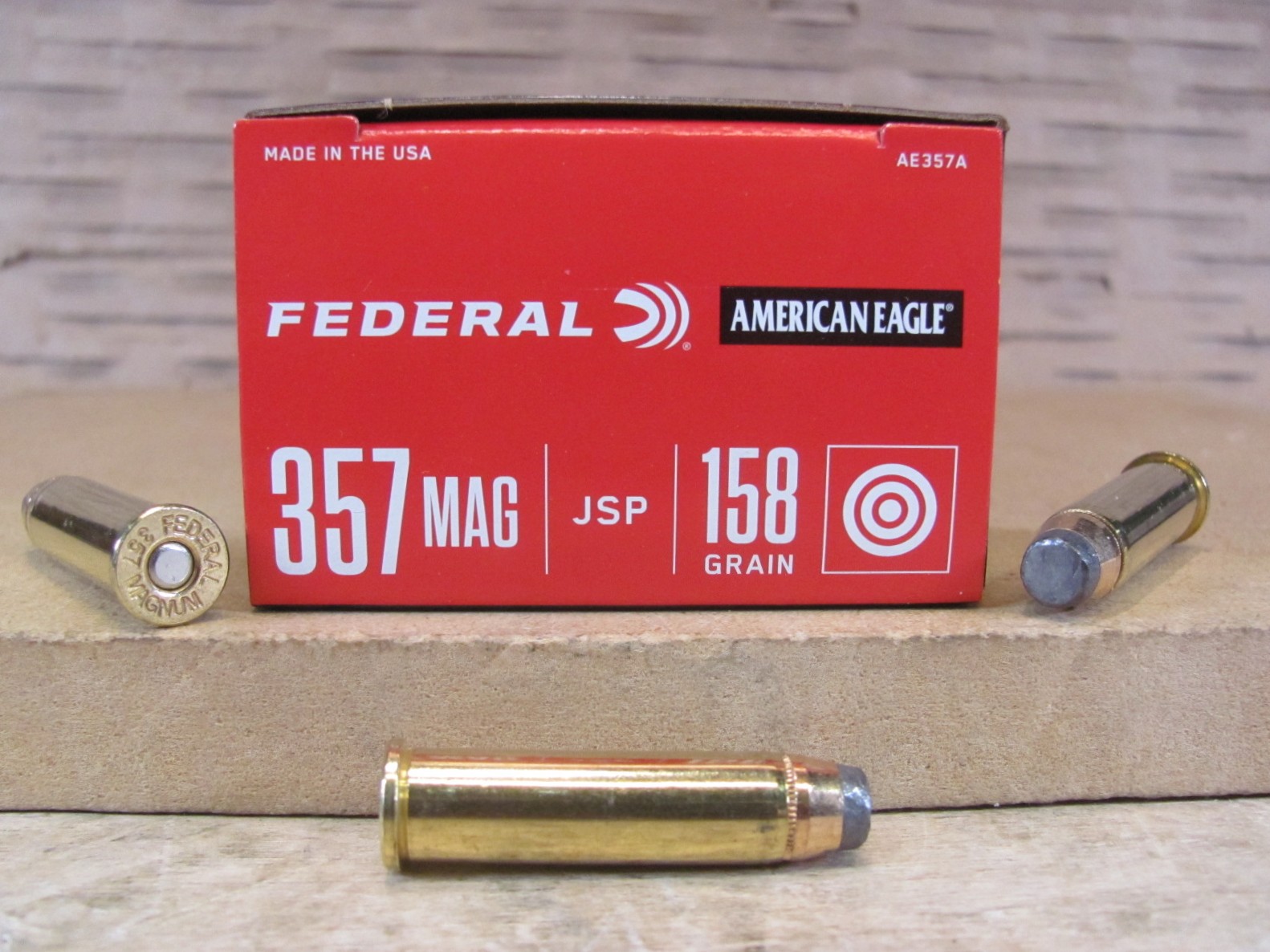 50 Round Box – 357 Magnum Federal American Eagle 158 Grain Jacketed Soft Point Ammo – AE357A