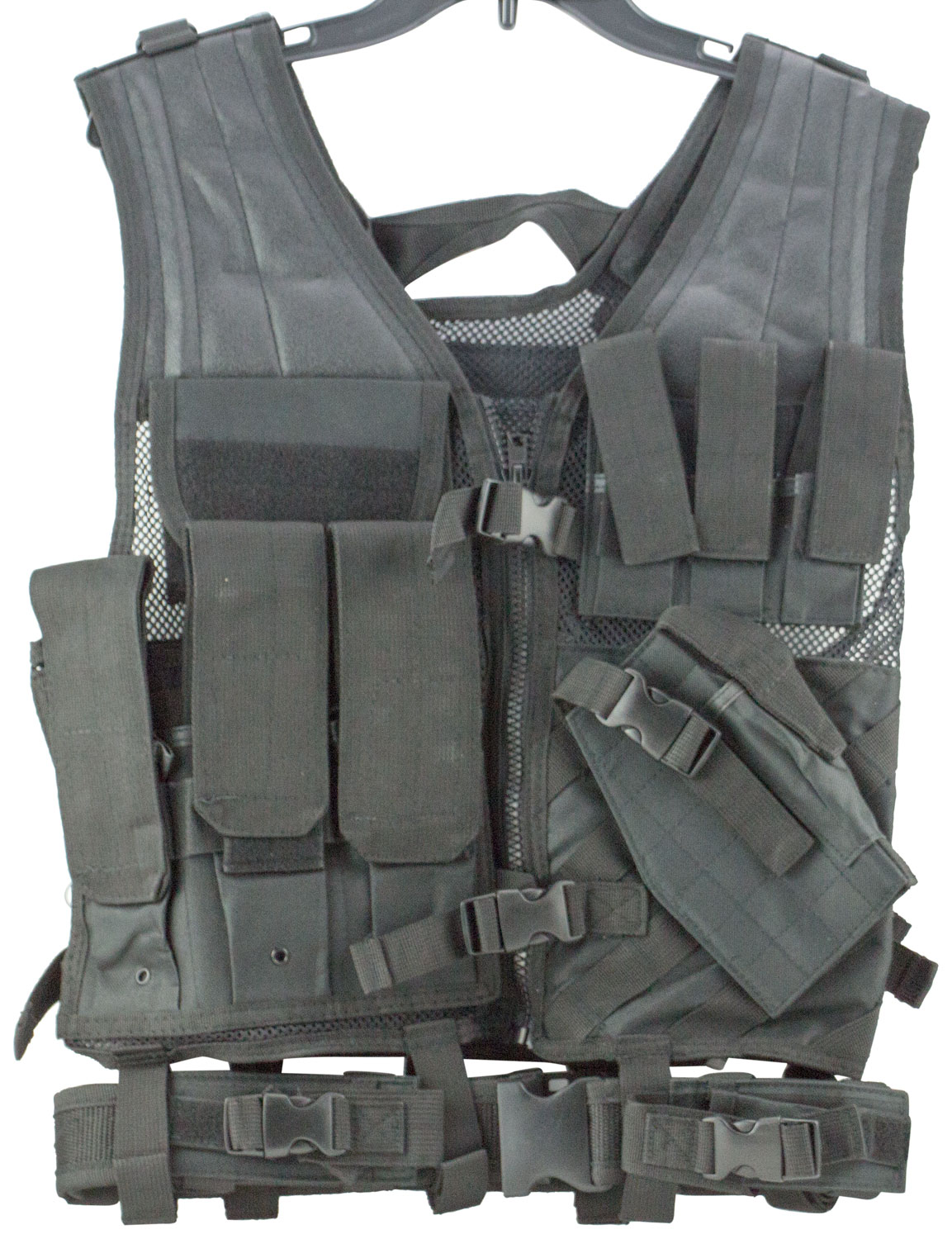 NcStar Tough PVC/Mesh Webbing MED-2XL Tactical Vest, Black - CTV2916B