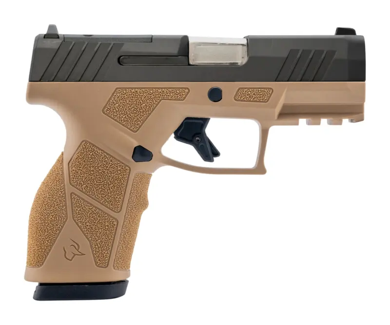 Taurus 1-GX2P93ET GX2 T.O.R.O. Compact Frame 9mm Luger 13+1 3.38" Matte Stainless SharpShooter Barrel, Alloy Steel Optic Ready Slide, Tan Polymer Frame w/Picatinny Rail, Textured Grip