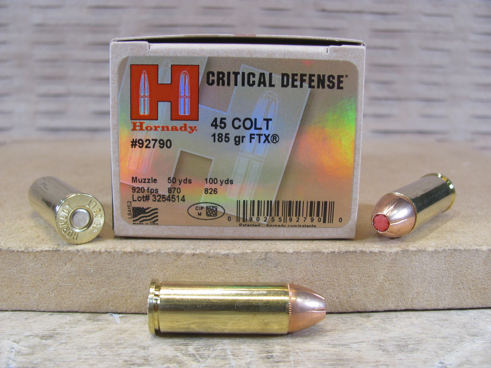 200 Round Case – 45 Long Colt Hornady Critical Defense 185 Grain Hollow Point Ammo – 92790