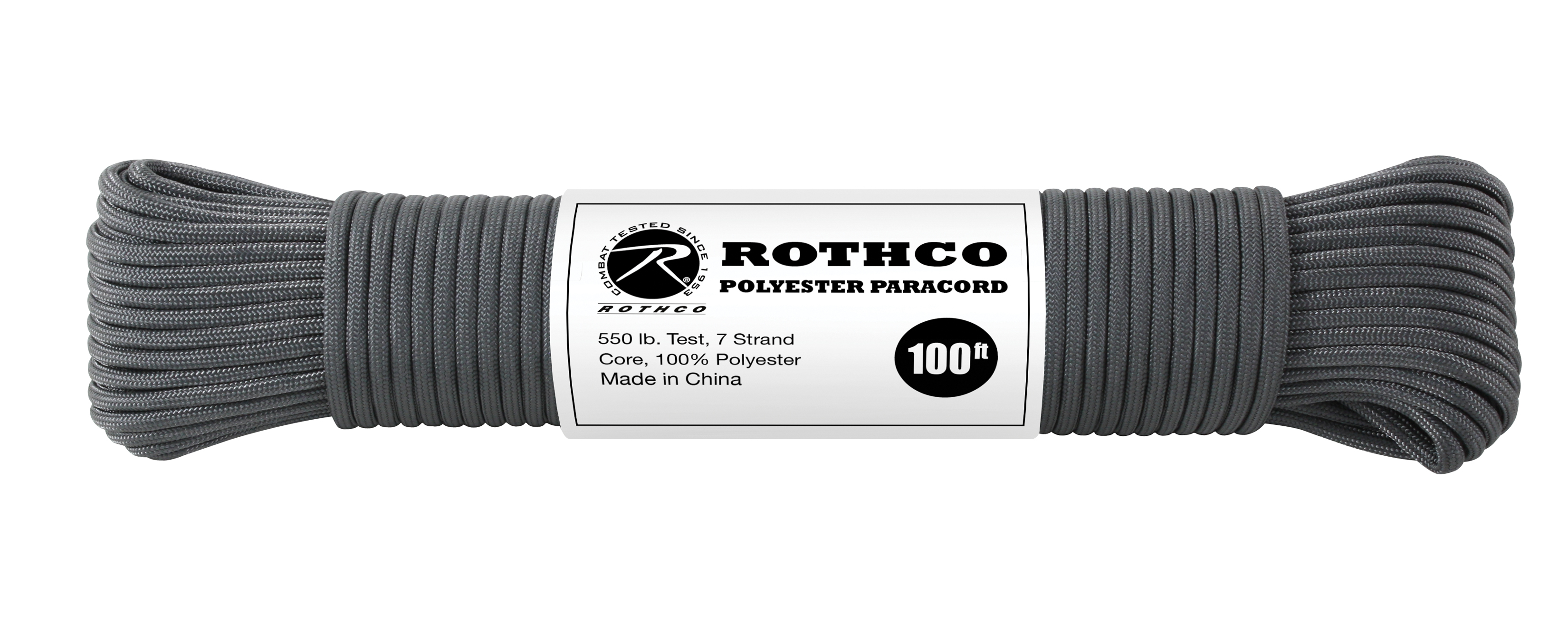 Rothco 550Lb Type III Polyester Paracord - Charcoal Grey, 100