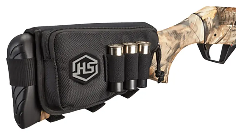 Hunters Specialties 01621 Buttstock Shell Holder W/Pouch Holds 3 Rounds Black Polyester