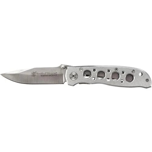 Smith & Wesson Extreme Ops Folding Drop Point Knife, Silver - CK105H