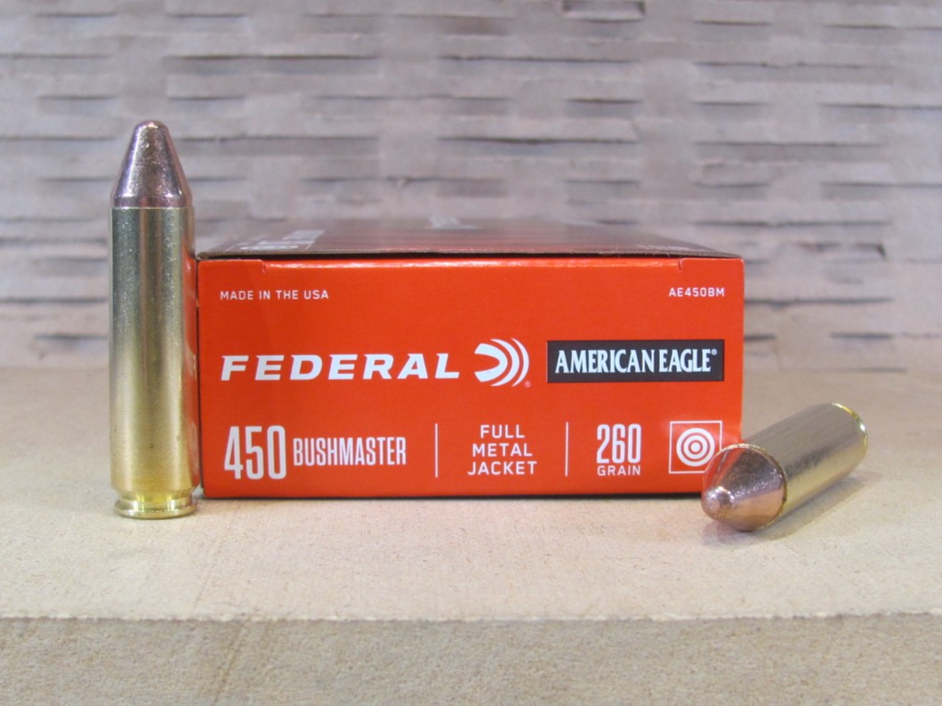 20 Round Box- 450 Bushmaster 260 Grain FMJ Federal American Eagle Ammo – AE450BM