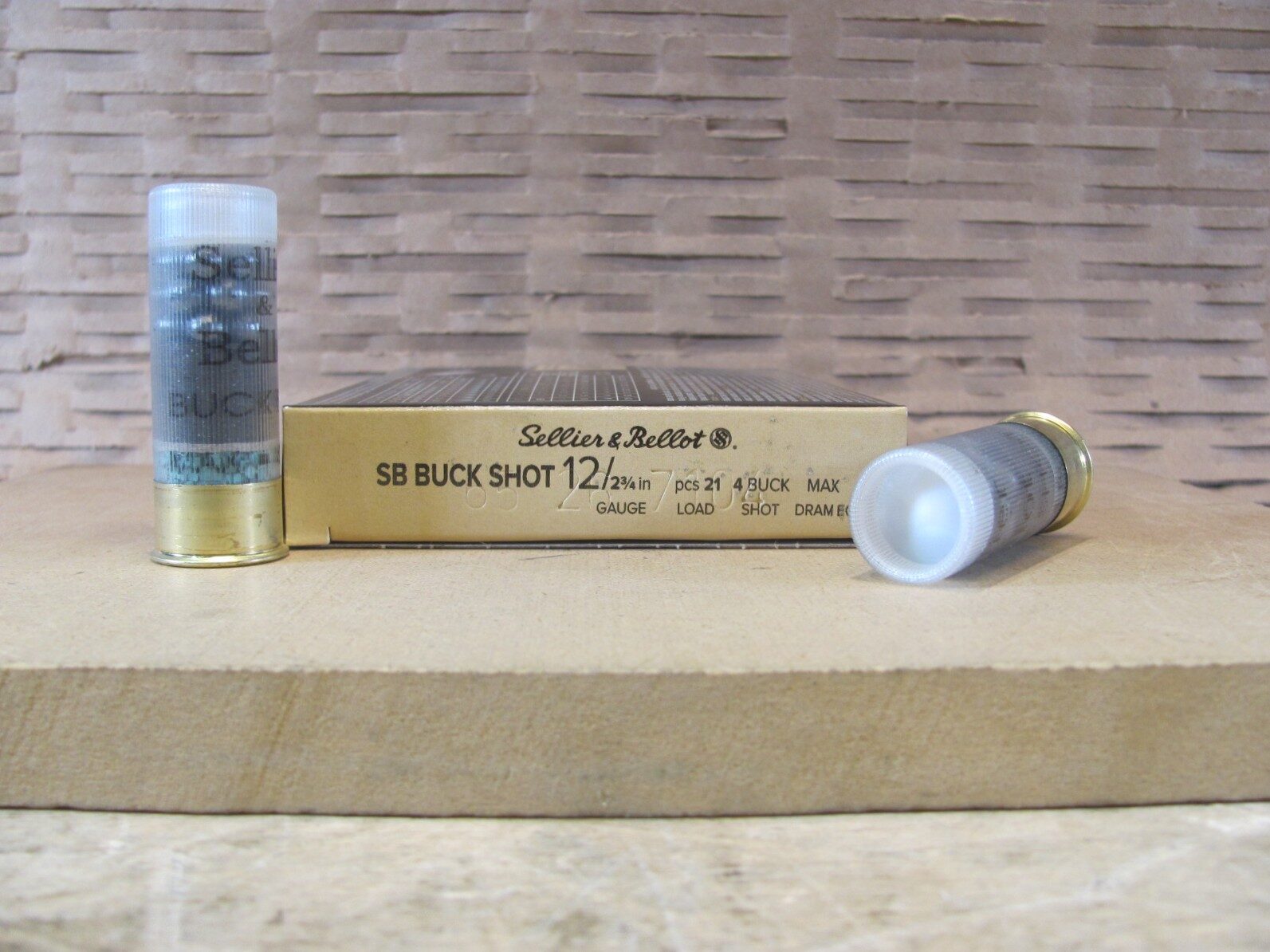 10 Round Box – 12 Gauge 2.75 Inch Sellier Bellot 21 Pellet Number 4 Buck Shot Ammo – SB12BSH