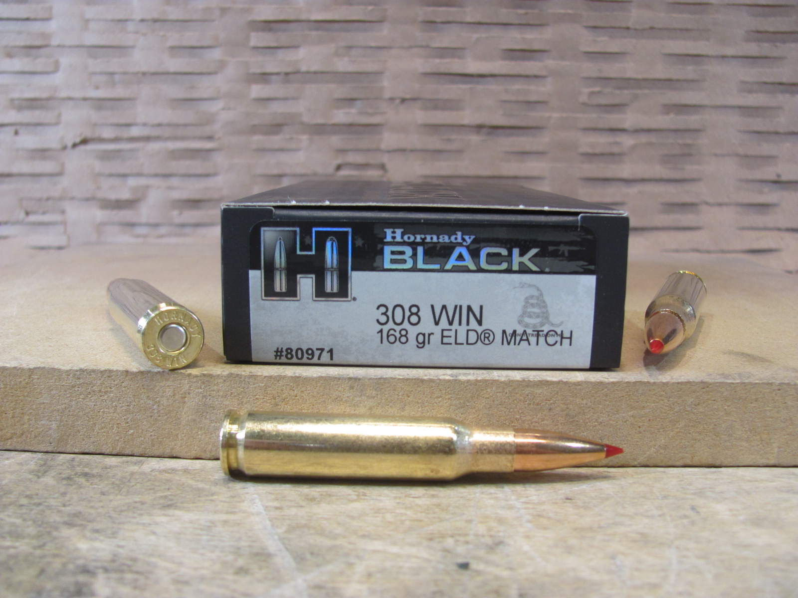200 Round Case – 308 Win 168 Grain ELD Match Hornady Black Ammunition – 80971