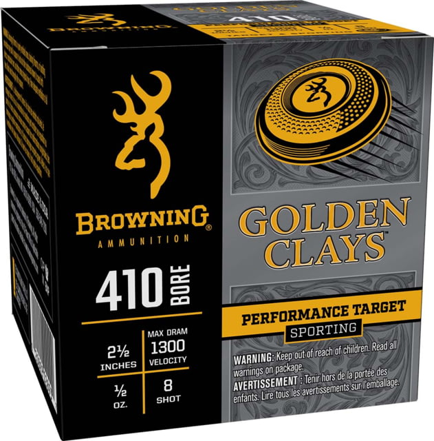 Browning Golden Clays Performance Target Sporting .410 Bore 1/2 oz 2 1/2in Shotgun Ammo #8 25 Rounds