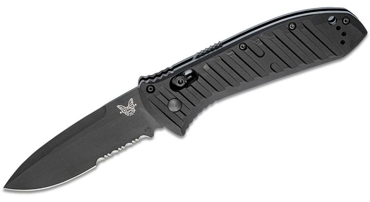 Benchmade Presidio II Folding Drop Point Knife Serrated, Black - 5700SBK