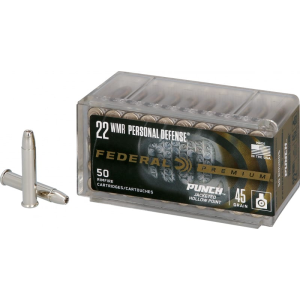 Federal PD22WMR1 Premium Personal Defense 22 WMR 45 gr Punch Jacket Hollow Point - 50rd Box