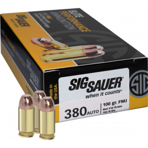 Sig Sauer E380B1-50 Full Metal Jacket 380 ACP 100 GR FMJ - 50rd Box
