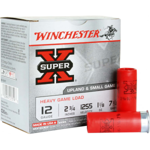 Winchester Ammo XU12H7 Super-X Game & Field 12GA 2.75\" 1-1/8oz #7.5 Shot - 250sh Case
