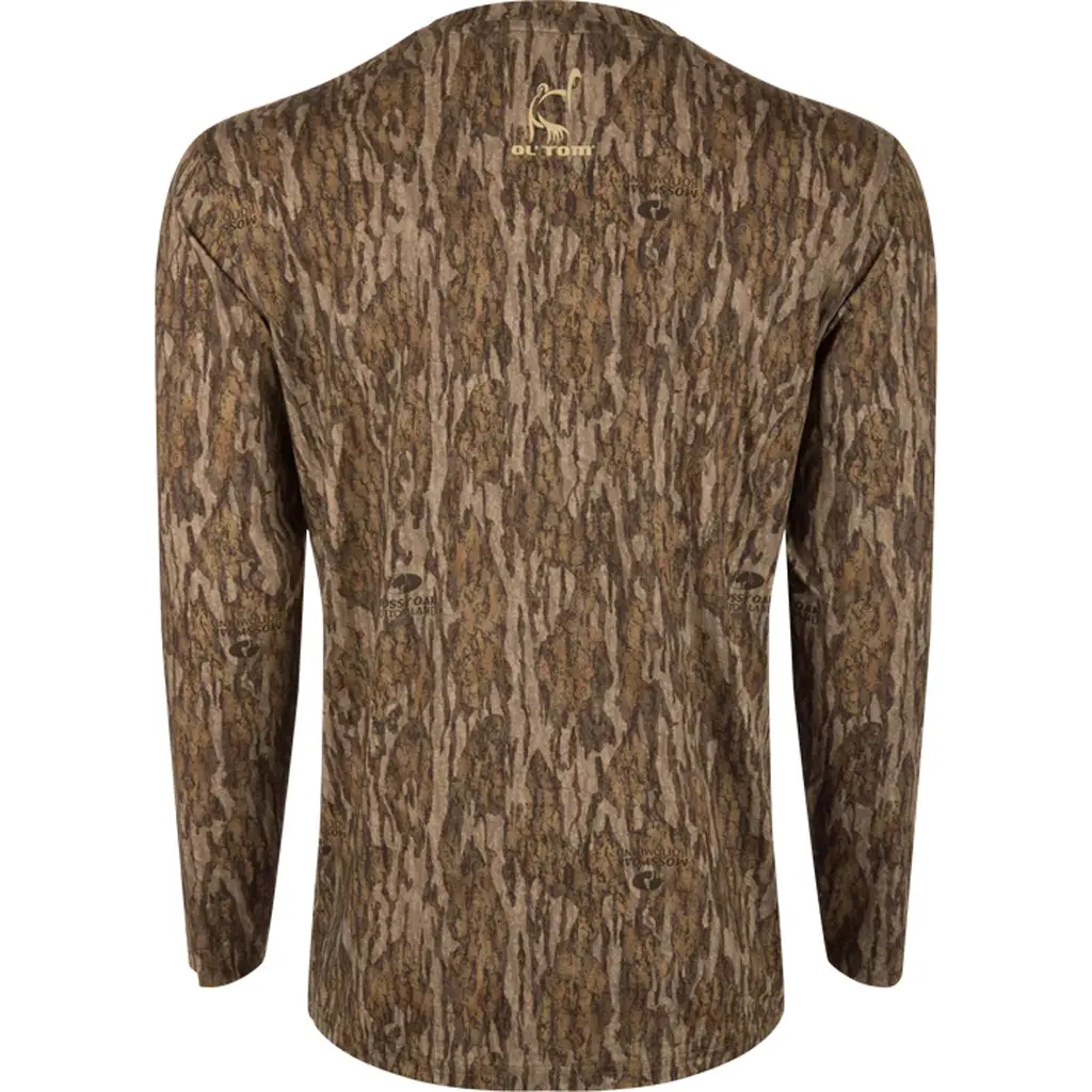 Drake Ol' Tom Performance Crew Camo Print LS MO Bottomland Large