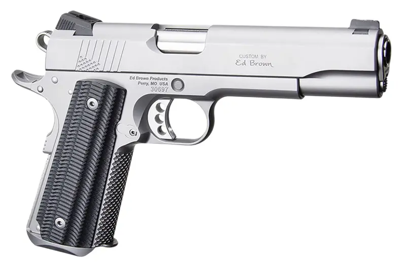 Ed Brown BASESS2A 1911 2nd Amendment 45 ACP 7+1 5" Stainless Steel Barrel, Serrated Slide Frame, Black Alien G10 Grip, Right Hand