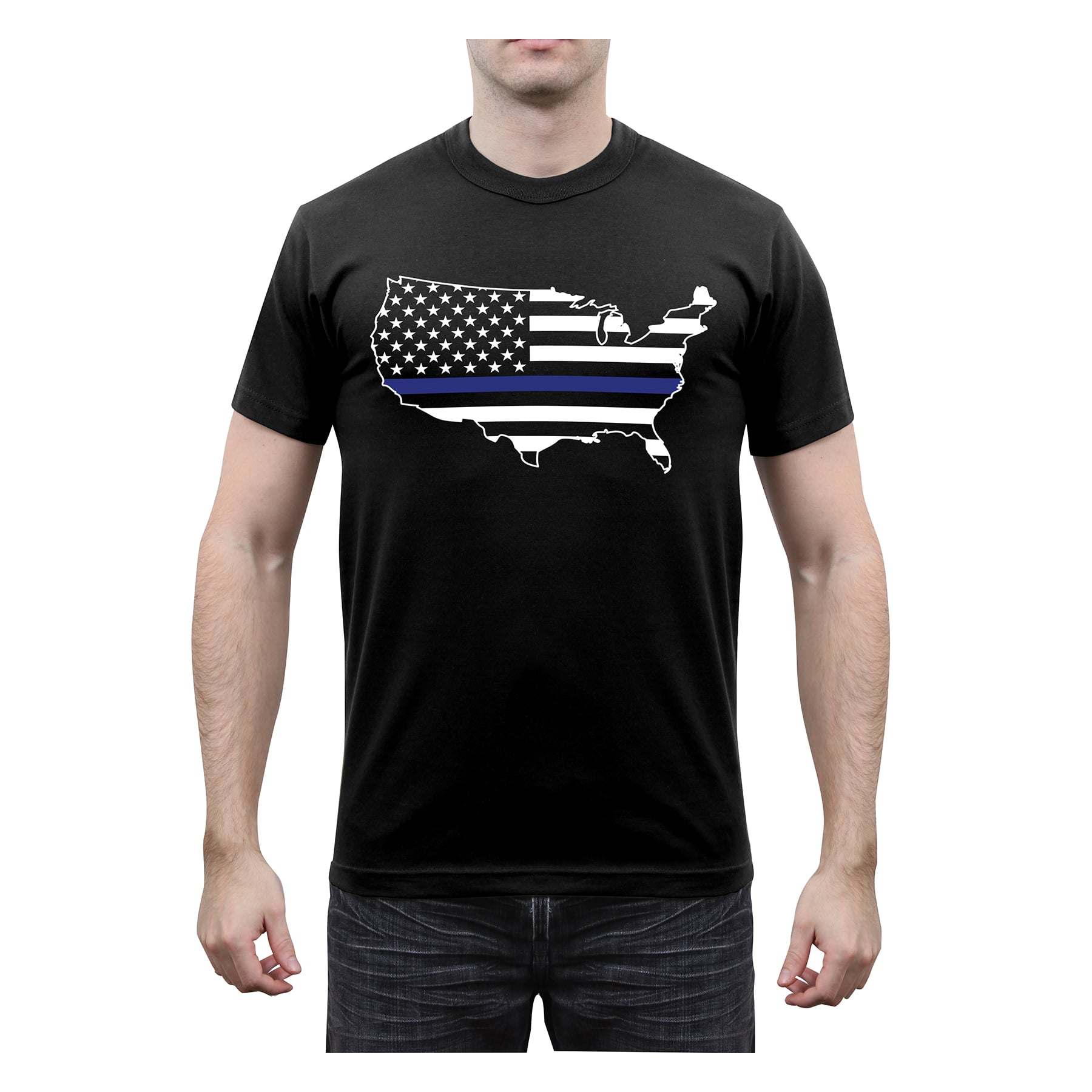 Rothco Thin Blue Line America Map T-Shirt - Small