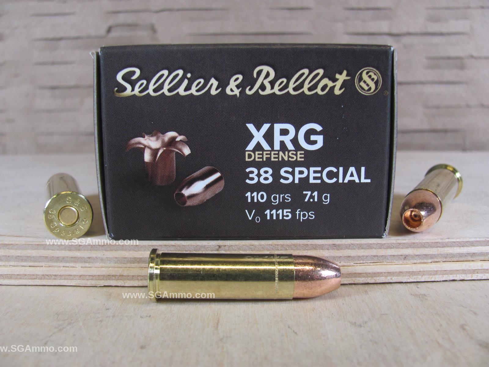 25 Round Box – 38 Special 110 Grain Sellier Bellot XRG Defense Ammo – SB38XA