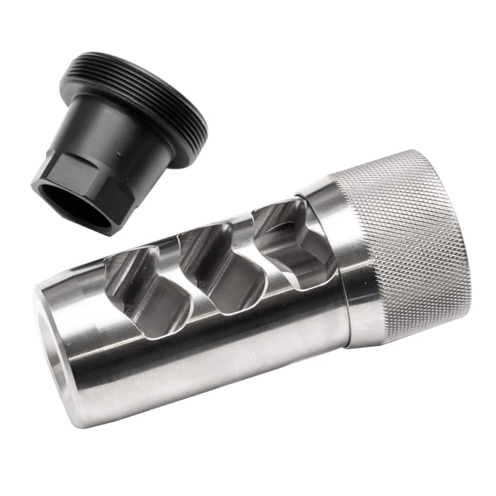Area 419 Hellfire Self Timing Muzzle Brake 5/8-24, Raw Stainless