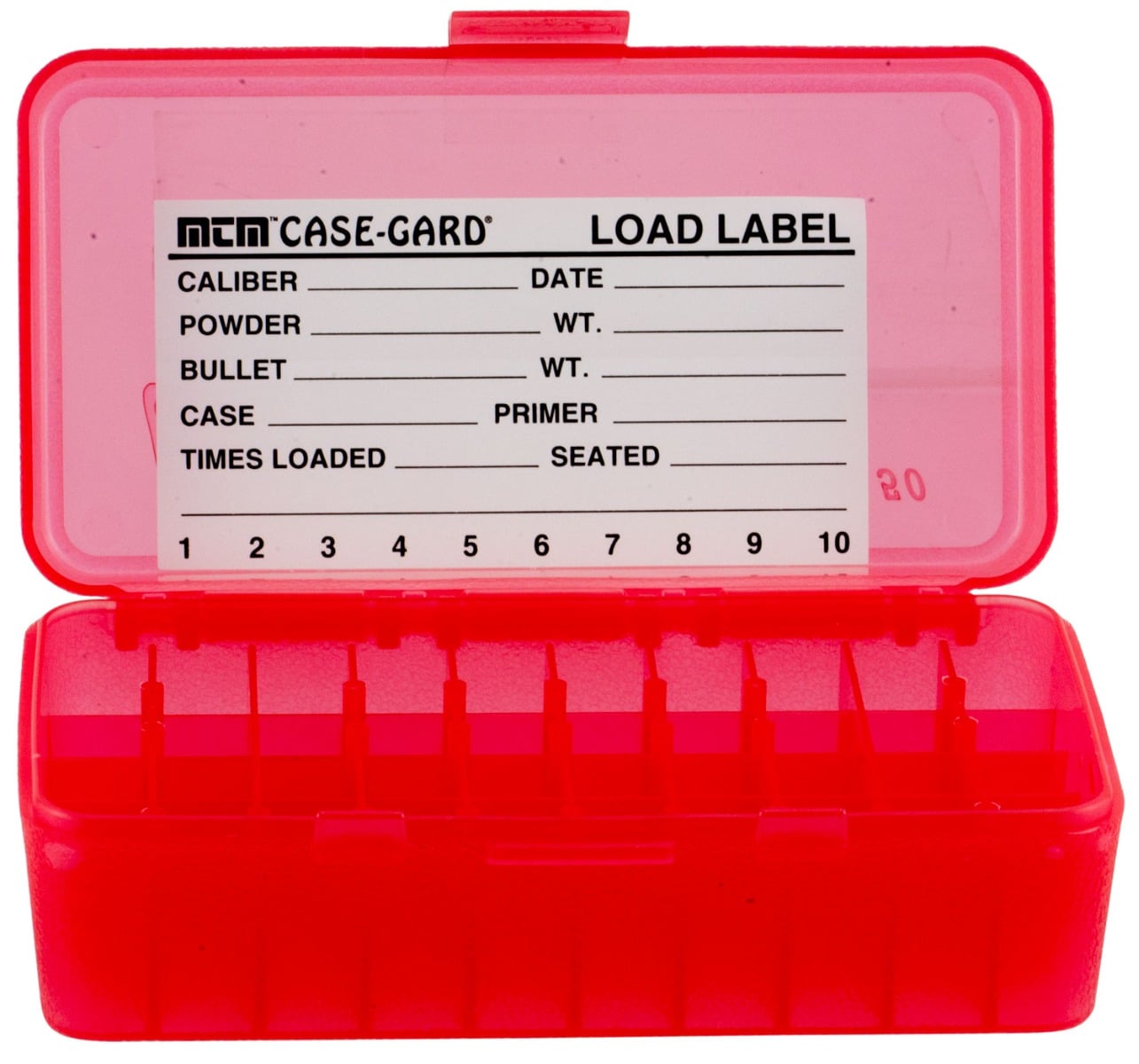 MTM Flip-Top Ammo Box 50rd, Clear Red - P50-44-29