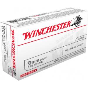 Winchester Ammo Q4172 Best Value 9mm Luger 115 GR Full Metal Jacket - 50rd Box