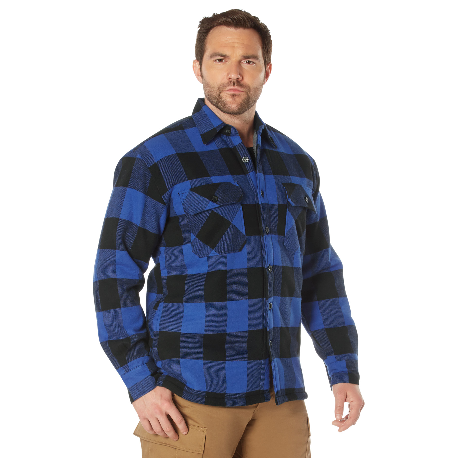 Rothco Extra Heavyweight Buffalo Plaid Sherpa Lined Flannel Shirts - Blue Plaid, 2X-Large
