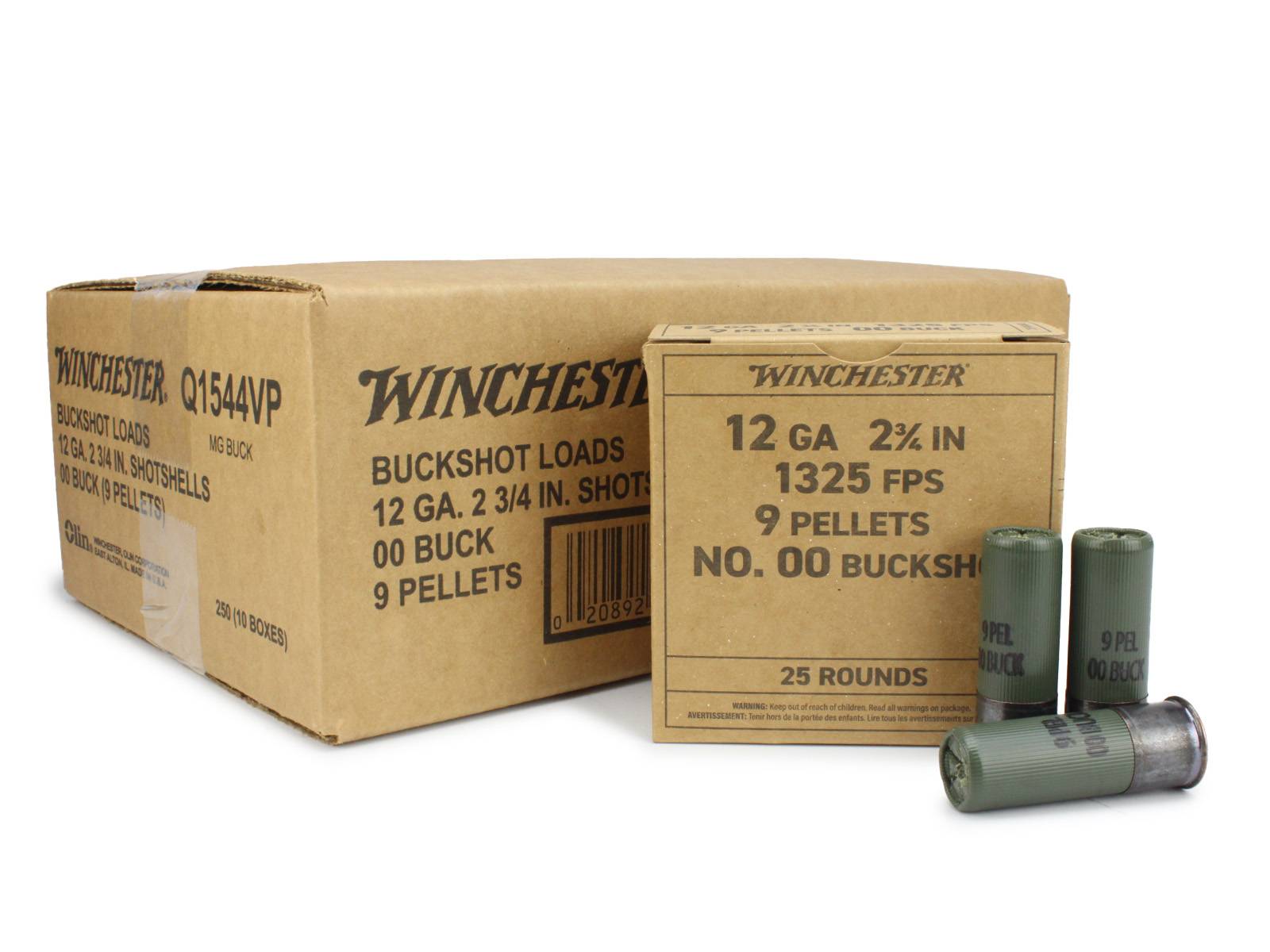 Winchester Military Grade 12 Ga 2.75 9 Pellets 00 Buck Shot Value Pack (Case)