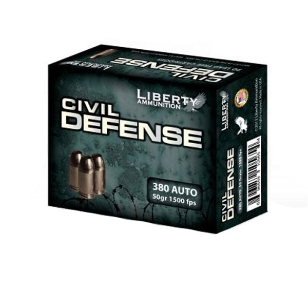 Liberty Civil Defense Handgun Ammunition .380 Auto 50 gr SCHP 1500 fps 20/ct - No Credit Card Fees - Low, flat rate shipping