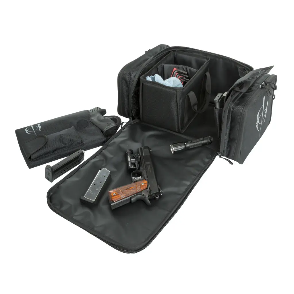 BlackHeart Respondent Range Bag with Ammo Carrier Pistol Sleeve Black