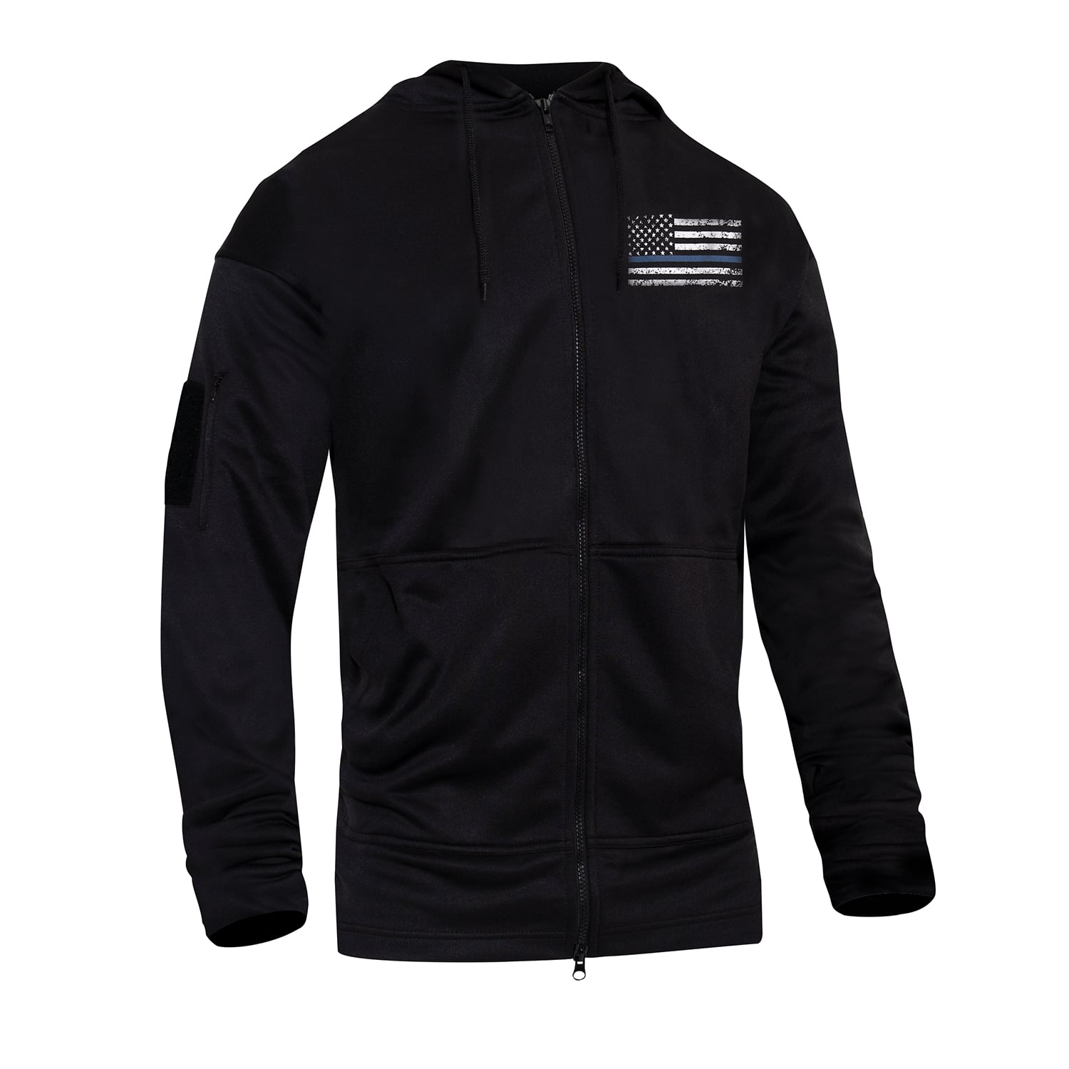 Rothco Thin Blue Line Concealed Carry Zippered Hoodie - Black, Medium