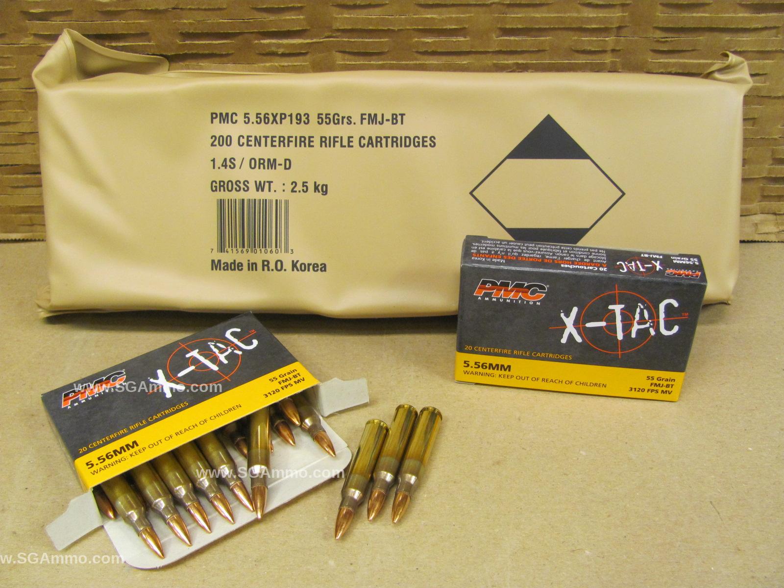 200 Round Battle Pack – 5.56mm M193 FMJ 55 Grain PMC Ammo – 556XBP