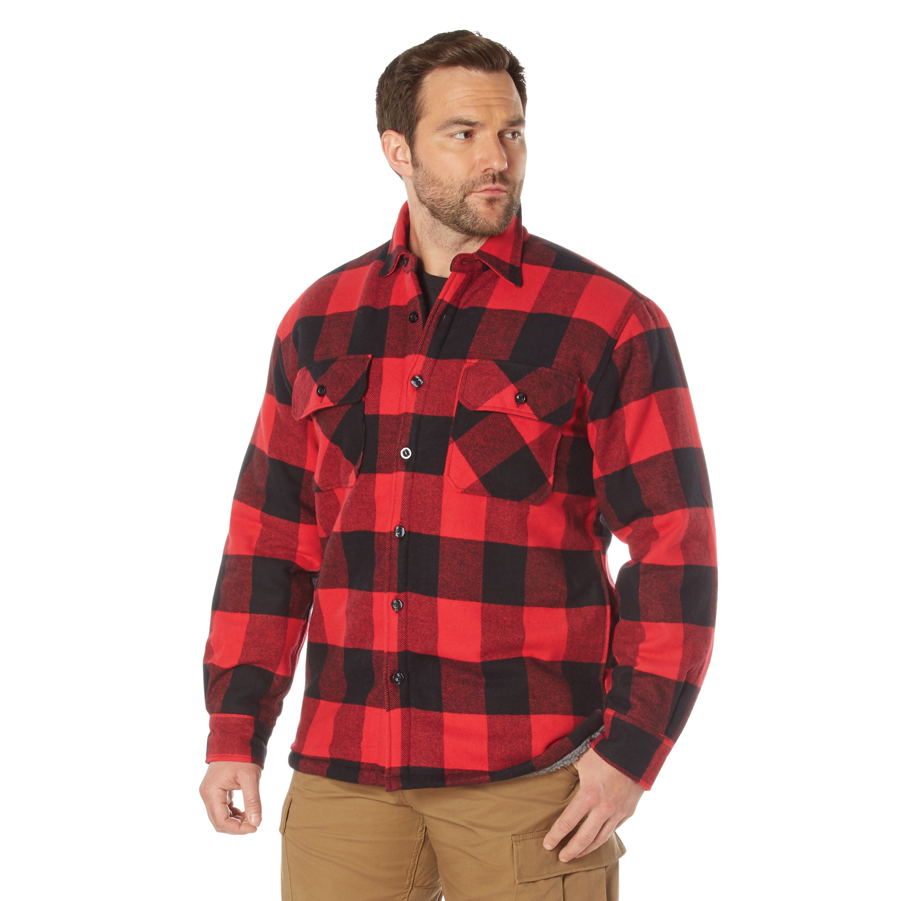 Rothco Extra Heavyweight Buffalo Plaid Sherpa Lined Flannel Shirts - Red Plaid, 3X-Large