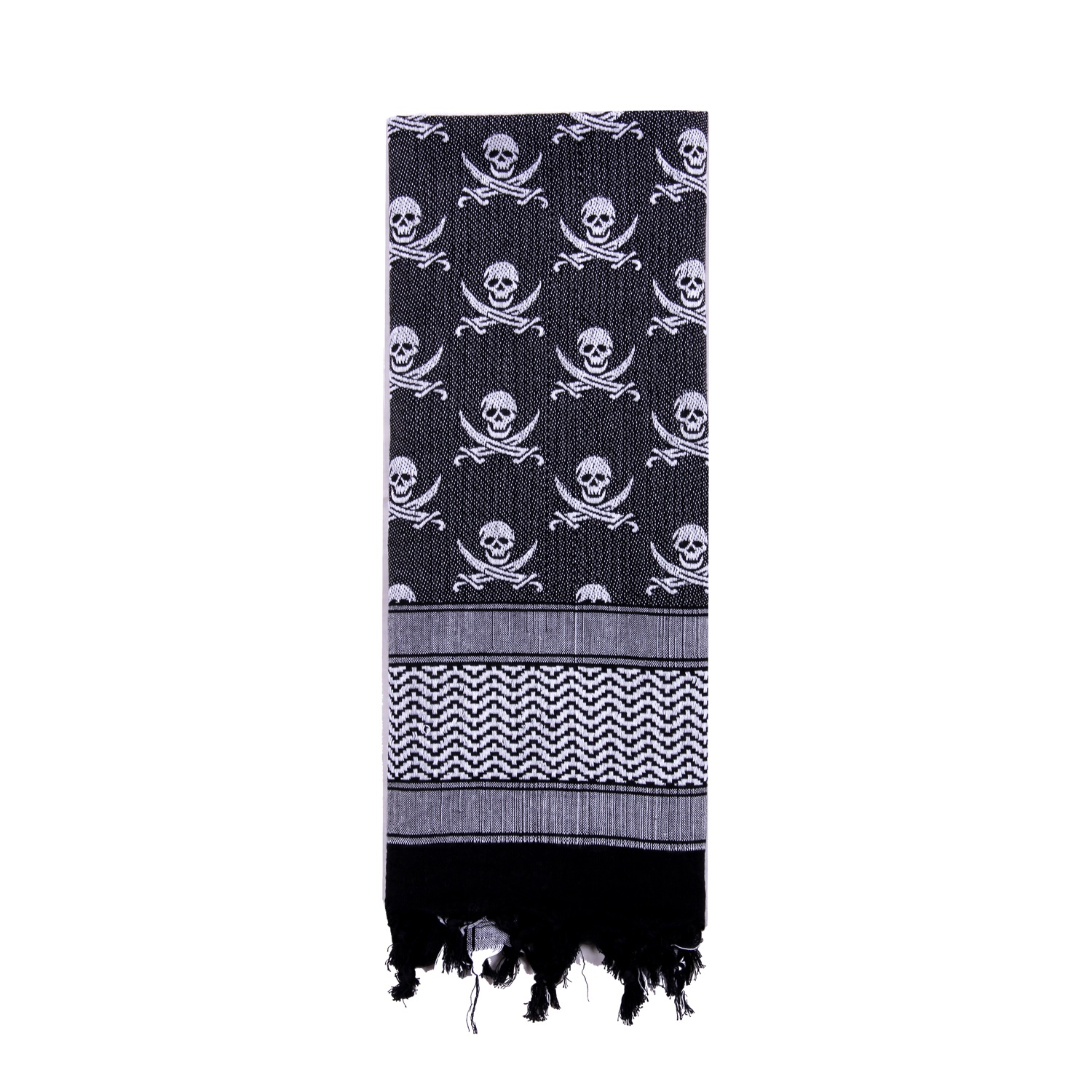 Rothco Skulls Shemagh Tactical Desert Keffiyeh Scarf - White - Black