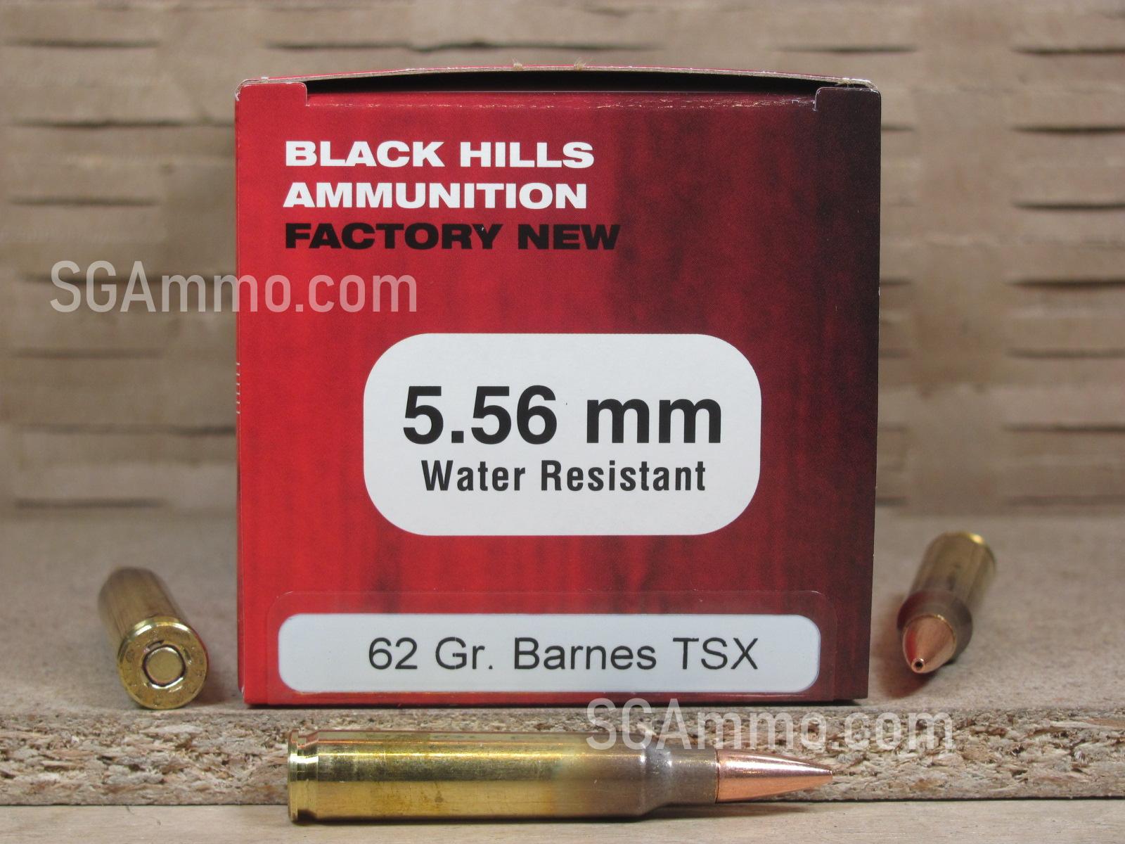 50 Round Box – 5.56mm 62 Grain Barnes TSX Black Hills Ammo – D556N18