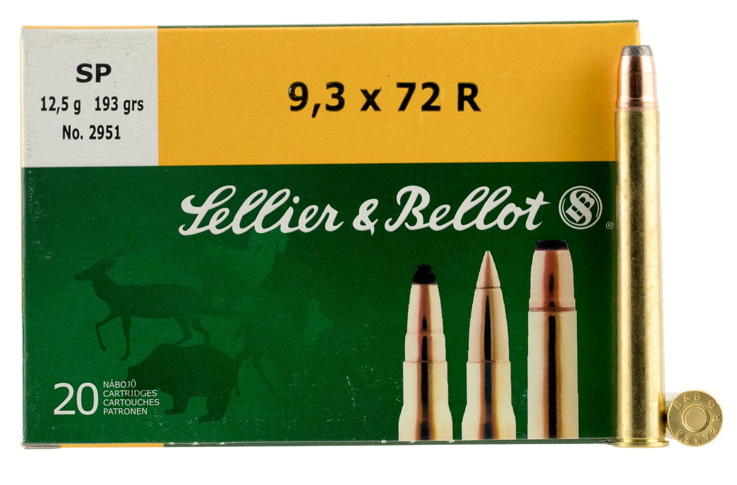 Sellier & Bellot Rifle Ammunition 9.3x72mm 193 gr SP 1950 fps – 20/box - No Credit Card Fees - Low, flat rate shipping