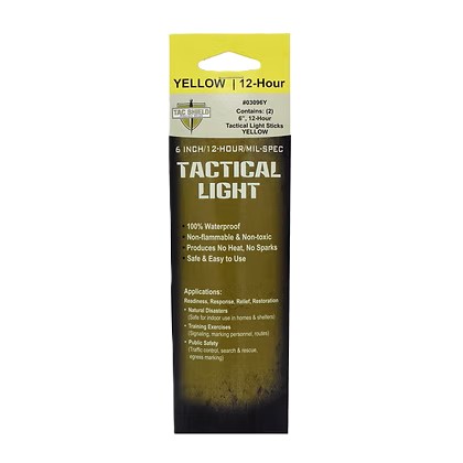 Tac Shield Tactical 12 Hour Light Stick - 2 Pack, 6 INCH, Yellow - 03096Y