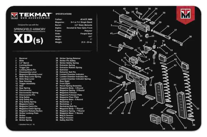 TekMat 11x17 Gun Cleaning Mat- Springfield Armory XD-S