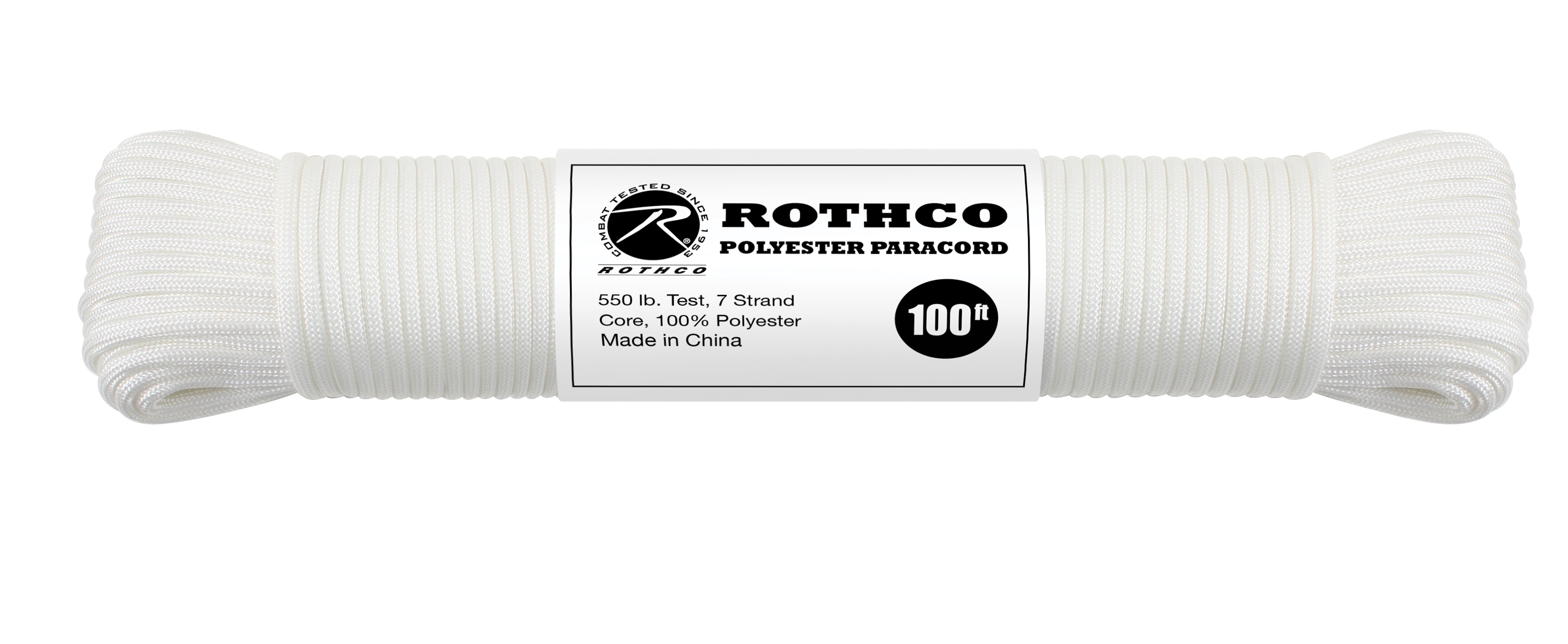 Rothco 550Lb Type III Polyester Paracord - White, 100