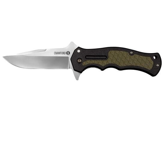 Cold Steel Crawford 1 Folding Knife Black with OD Green Traction Inlays for Grip - CS20MWCZ